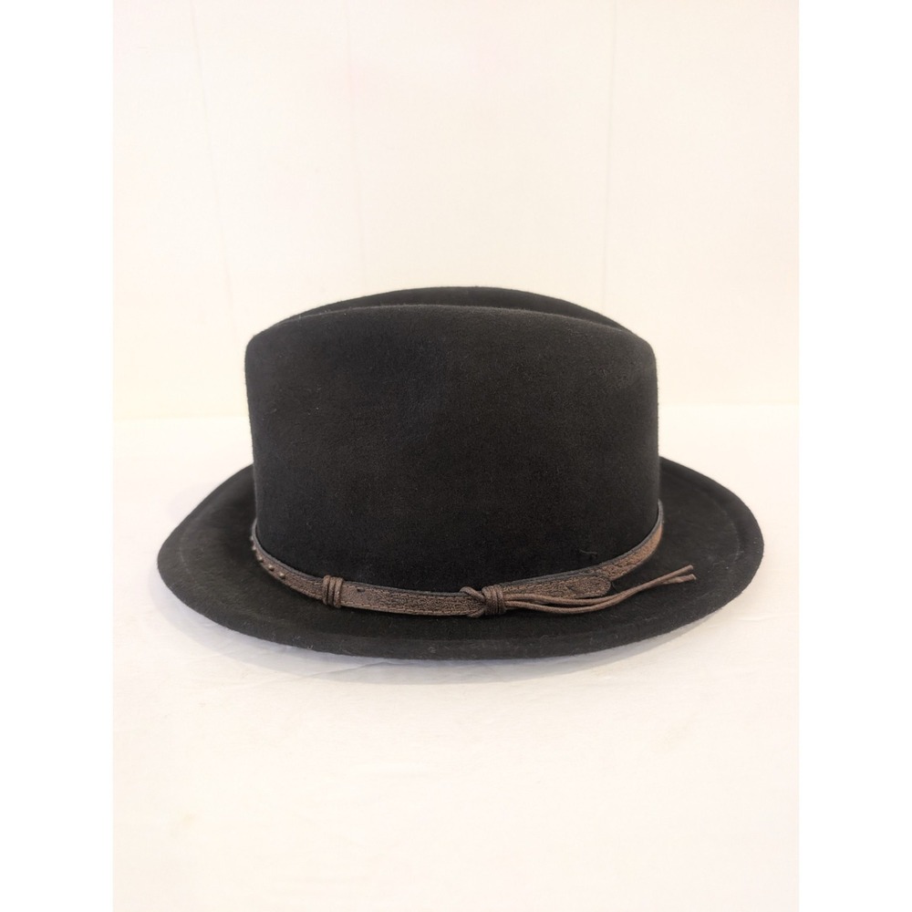 Harley Davidson Cowboy Hat Fedora Black Wool Felt Vintage USA Made Sz Small Band - Picture 4 of 16